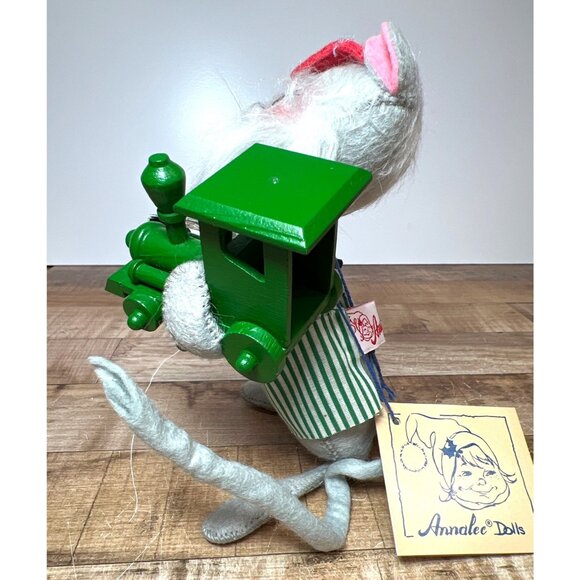 Annalee Dolls Christmas Mouse With Green Train & Brush With Tags & Org Bag 7750 - Picture 5 of 5